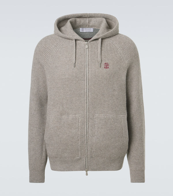 Brunello Cucinelli Ribbed-knit cashmere zip-up cardigan