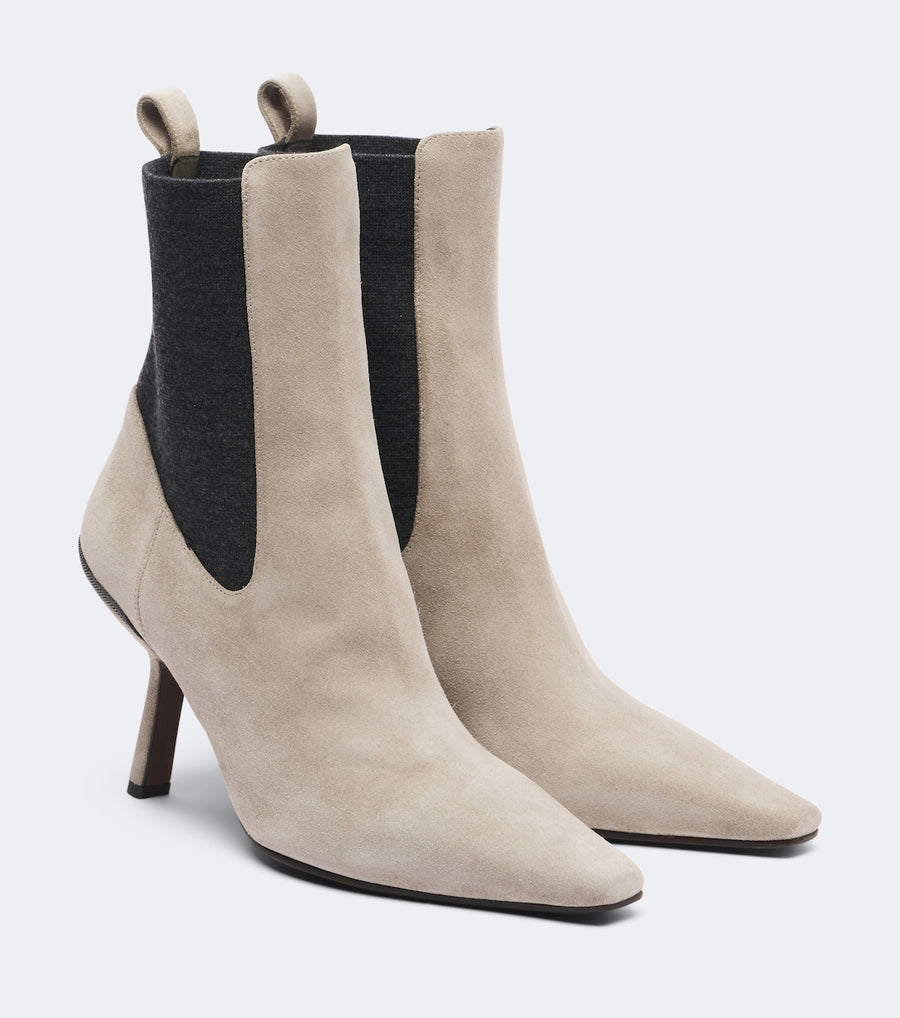 Brunello Cucinelli Monili Suede Ankle Boots