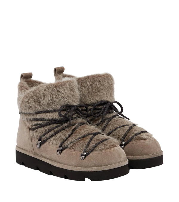 Brunello Cucinelli Monili shearling and suede snow boots
