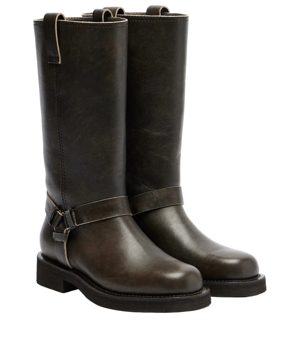 Brunello Cucinelli Monili leather knee-high boots
