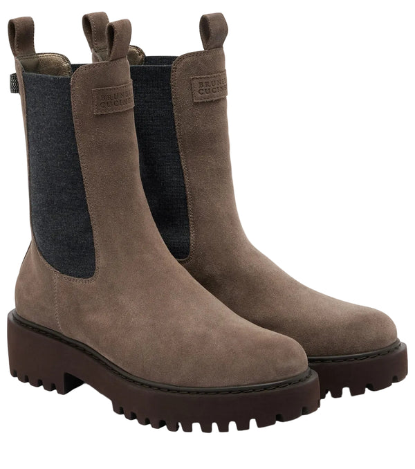 Brunello Cucinelli Monili Suede Chelsea Boots