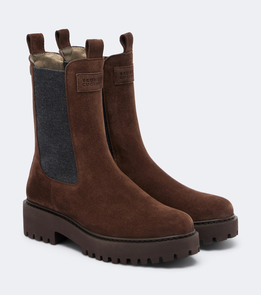 Brunello Cucinelli Monili Suede Chelsea Boots