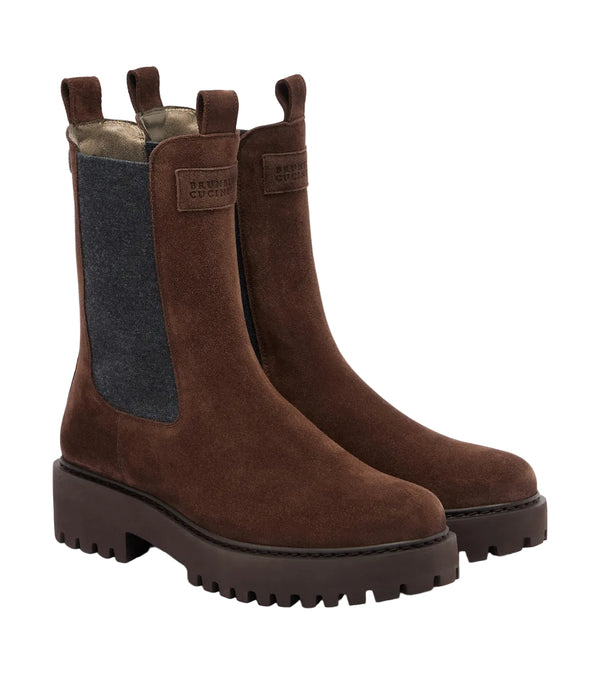 Brunello Cucinelli Monili Suede Chelsea Boots