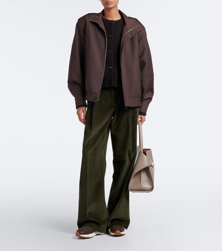 Tod's Leather-trimmed knitted slip-on shoes