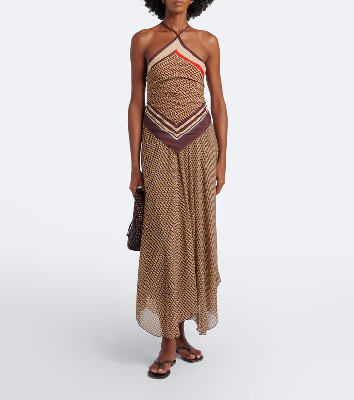 SIR Cooper asymmetric printed maxi skirt