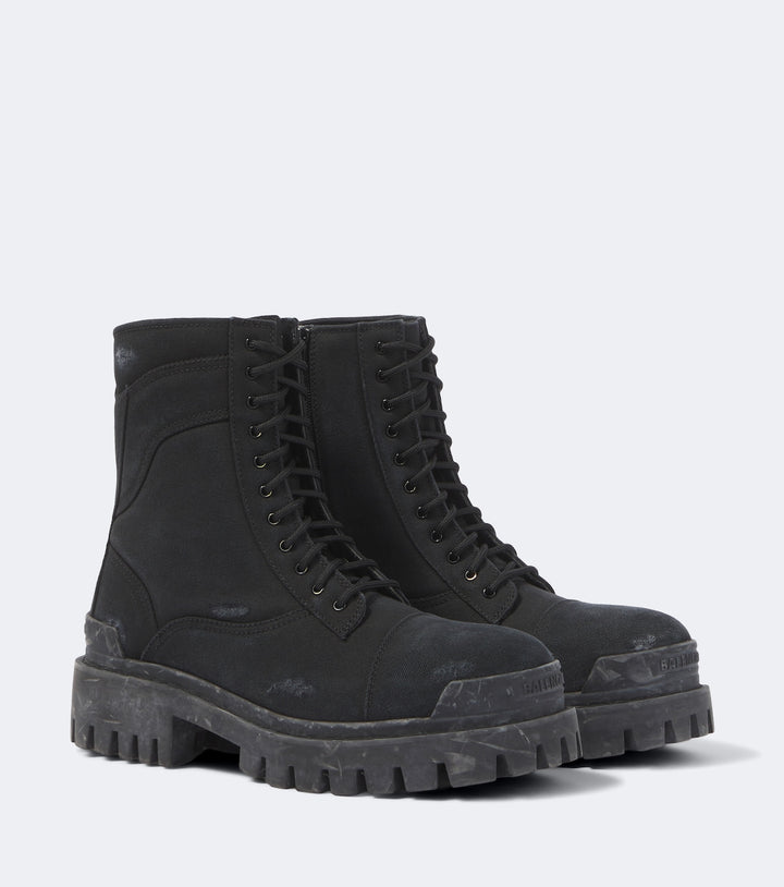 Balenciaga Combat Strike canvas lace-up boots