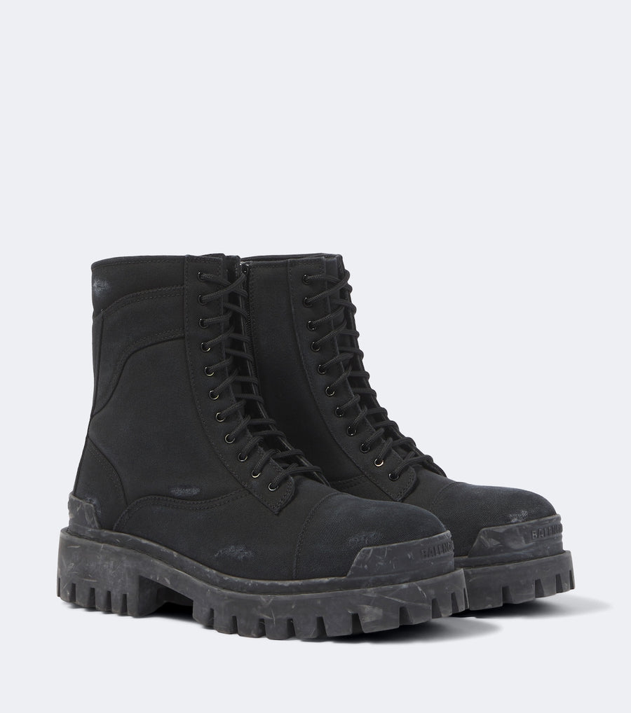 Balenciaga Combat Strike canvas lace-up boots