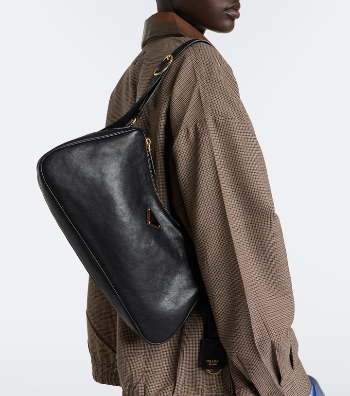 Prada Aimée Large Leather Shoulder Bag