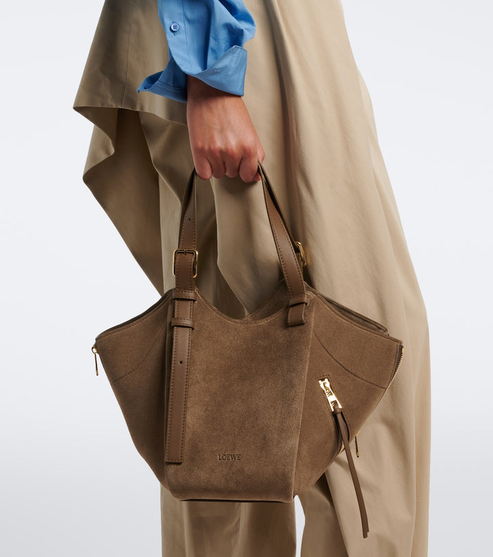 Loewe Hammock Flip Medium Suede Tote Bag