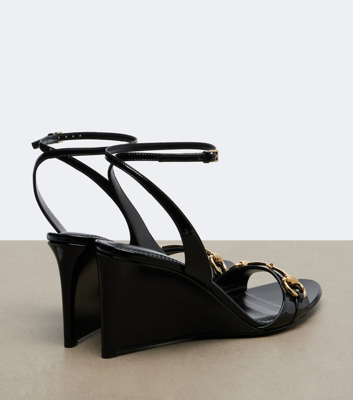 Gucci Donna patent leather wedge sandals