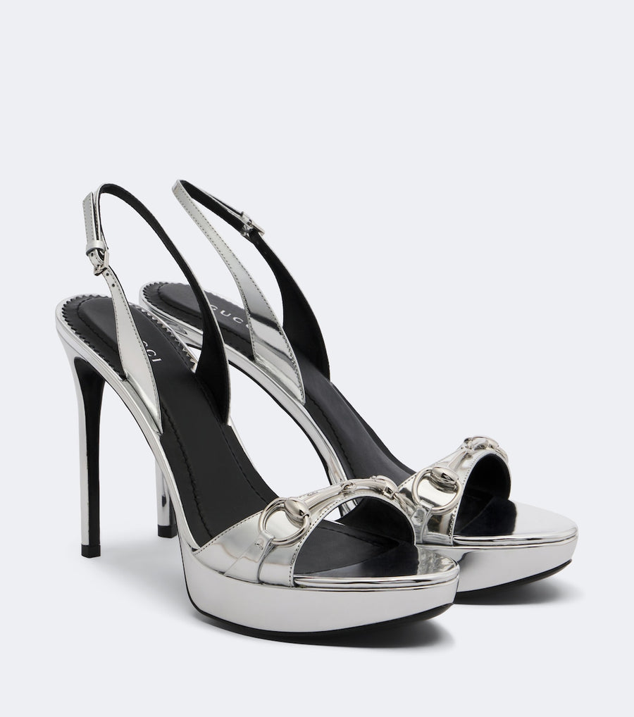 Gucci Donna metallic leather platform sandals