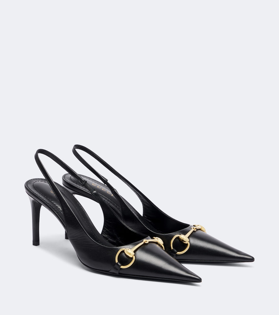 Gucci Donna Horsebit leather slingback pumps