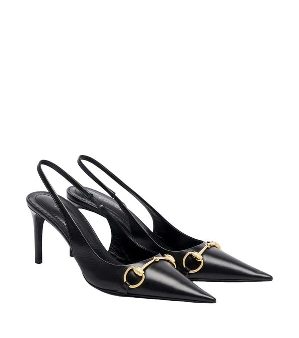 Gucci Donna Horsebit leather slingback pumps