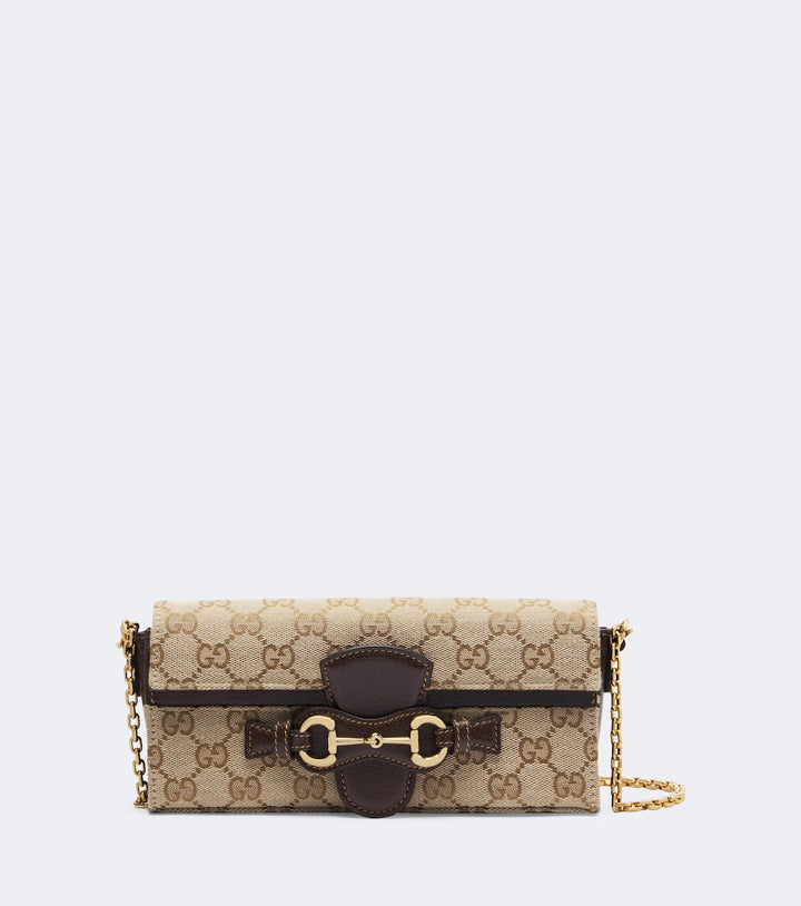 Gucci Horsebit GG Canvas wallet on chain