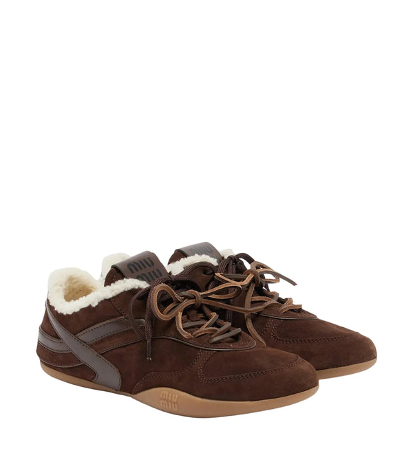 Miu Miu Gymnasium leather-trimmed suede sneakers