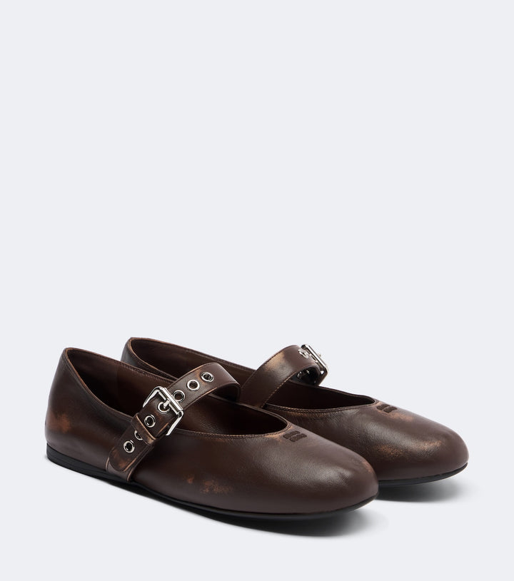 Miu Miu Leather Mary Jane Flats