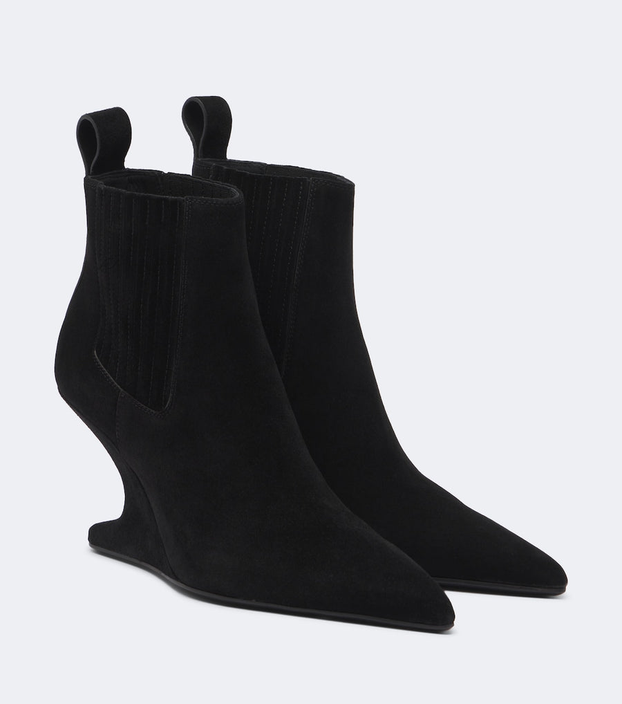 Rick Owens Cantilever suede wedge boots
