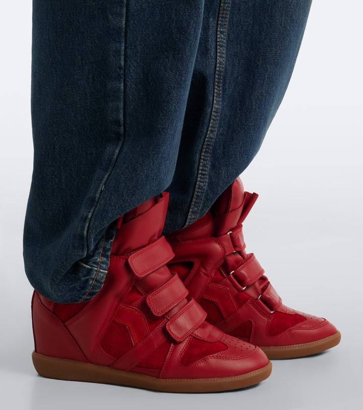 Beckett Leather and Suede Wedge Sneakers