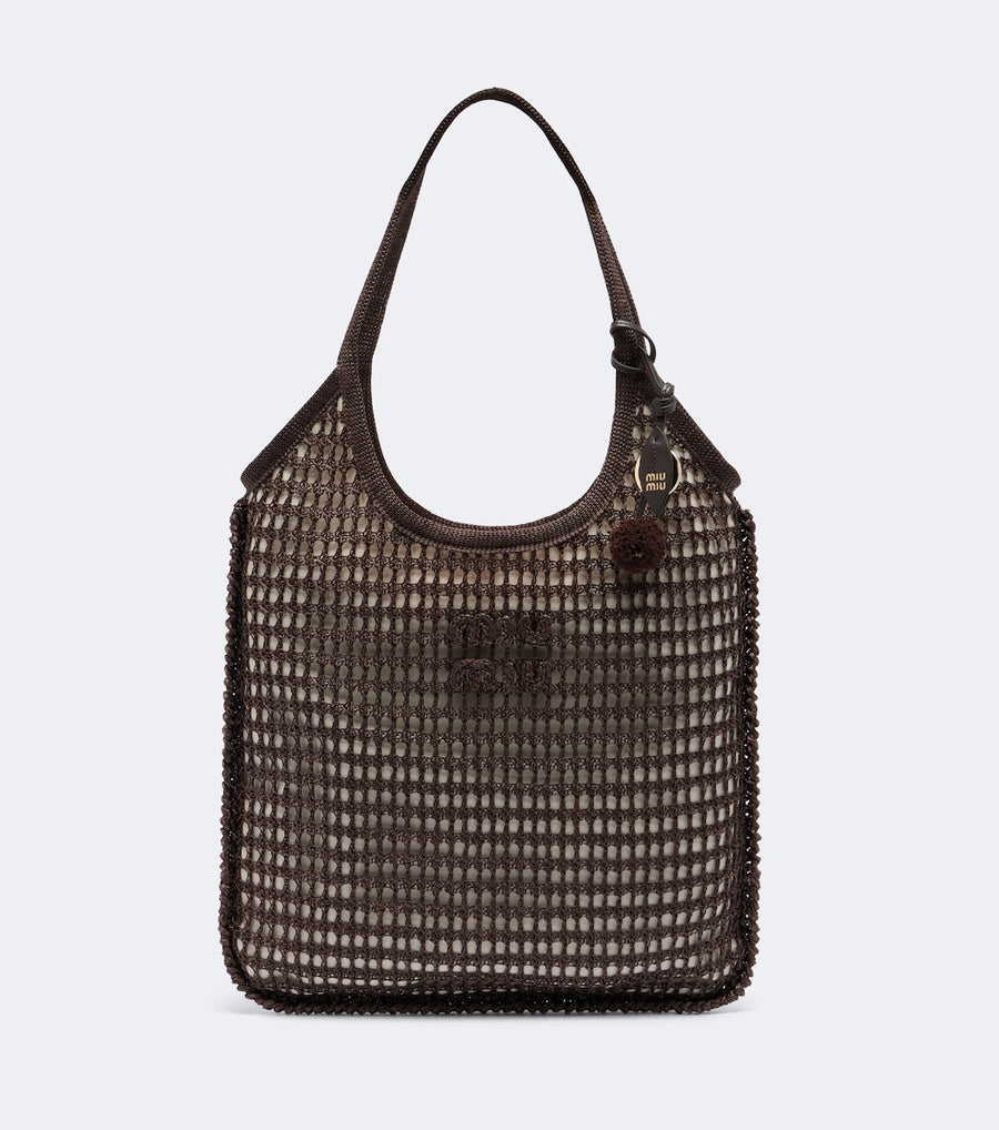 Miu Miu Ivy Crochet Raffia-Effect Shopper