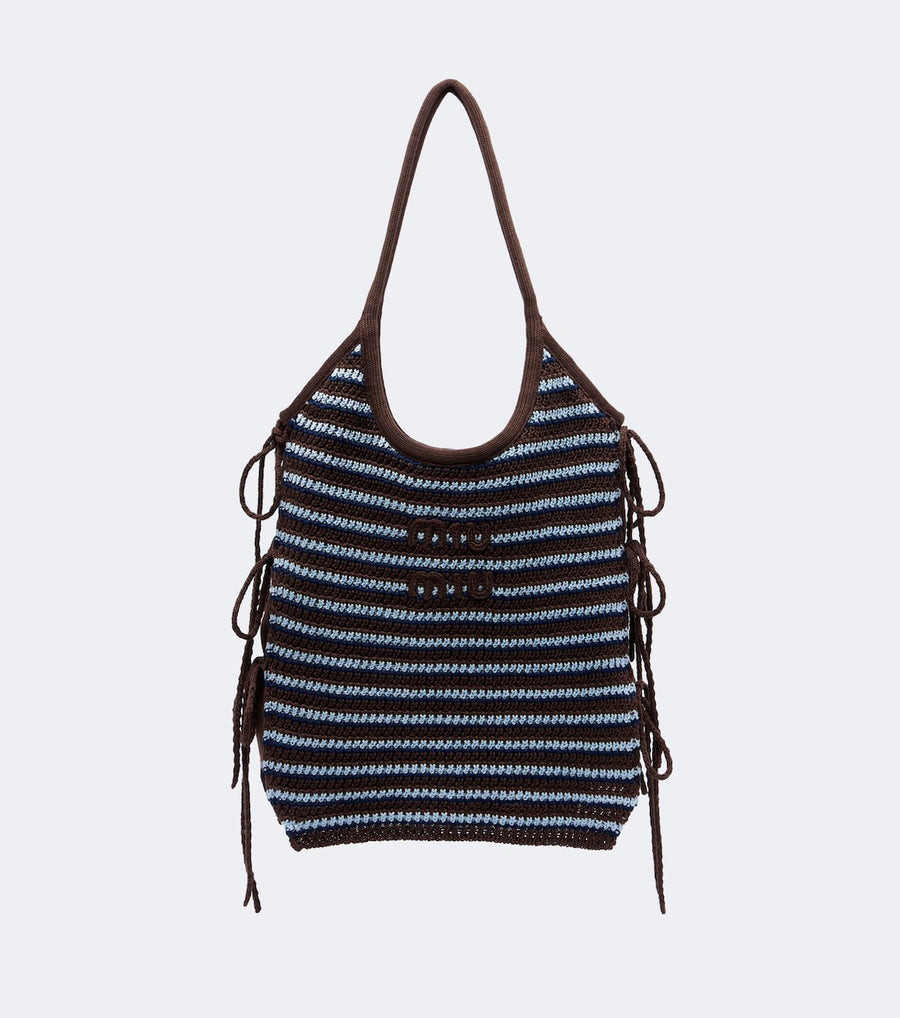 Miu Miu Ivy Crochet Striped Shopper