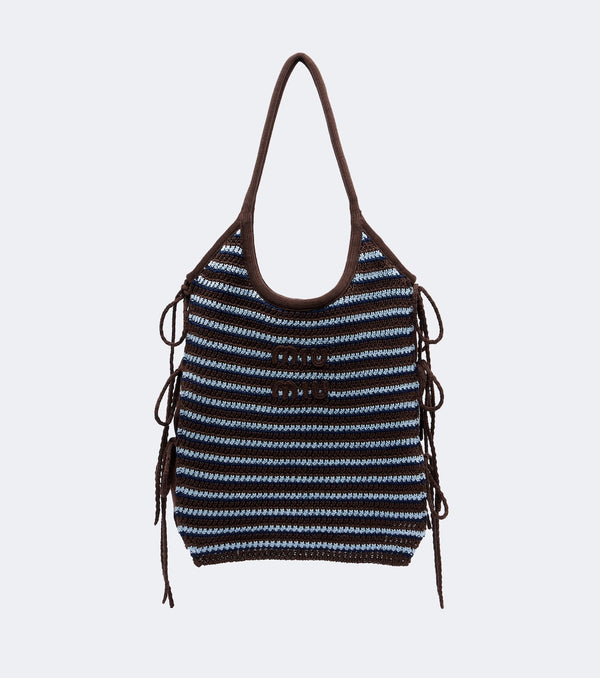 Miu Miu Ivy Crochet Striped Shopper