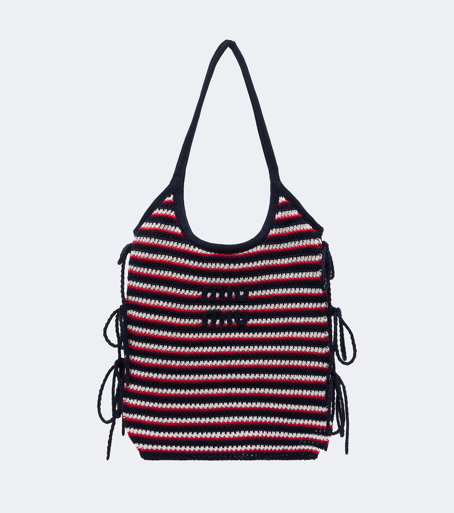 Miu Miu Ivy Crochet Striped Shopper