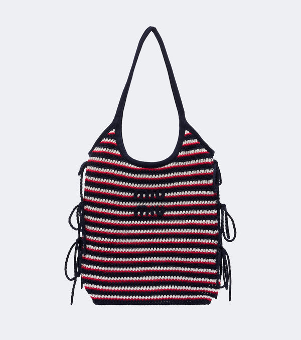 Miu Miu Ivy Crochet Striped Shopper