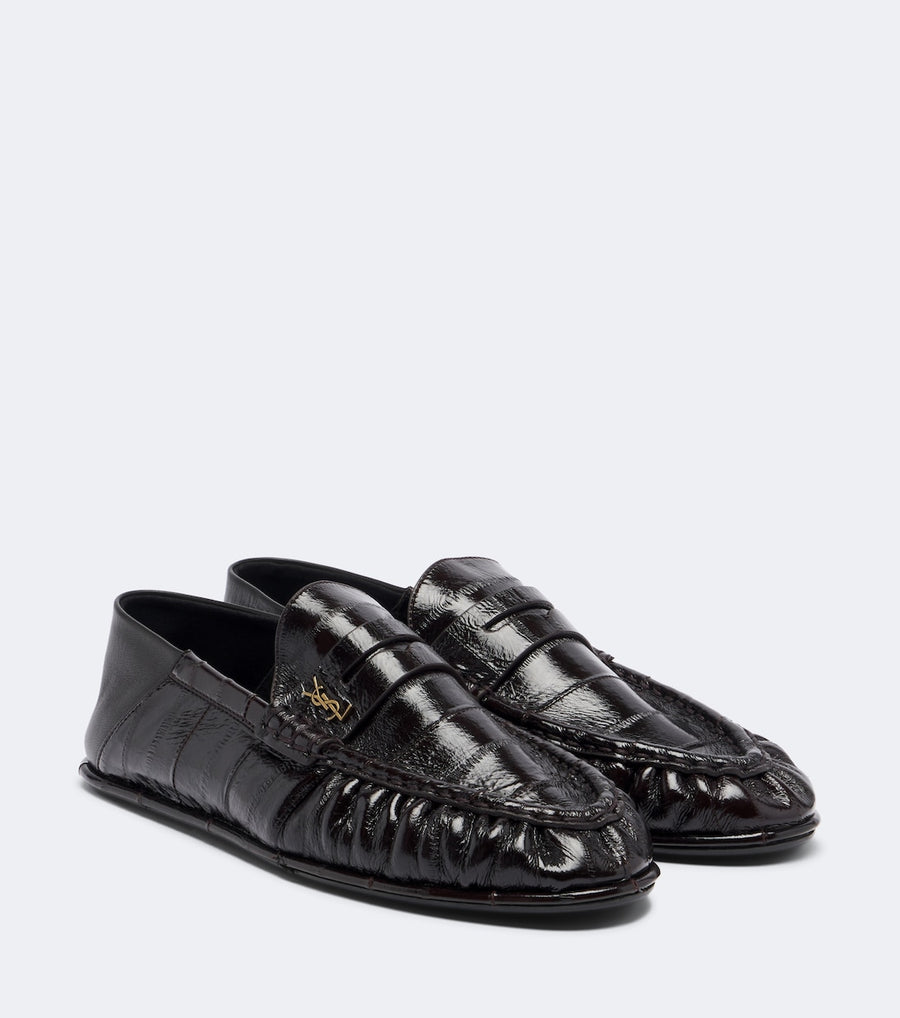 Saint Laurent Cassandre Croc-Effect Leather Loafers