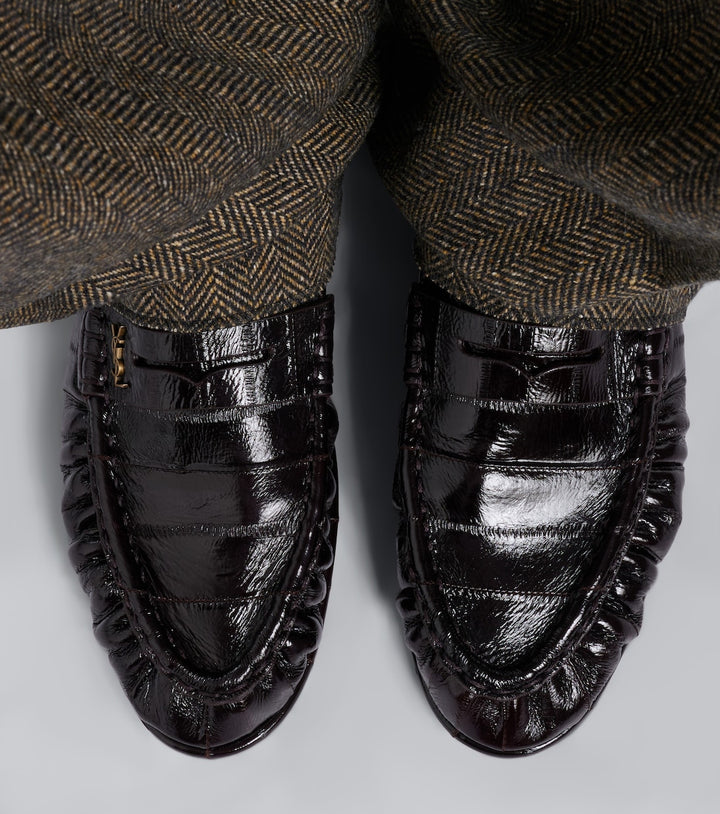 Saint Laurent Cassandre Croc-Effect Leather Loafers