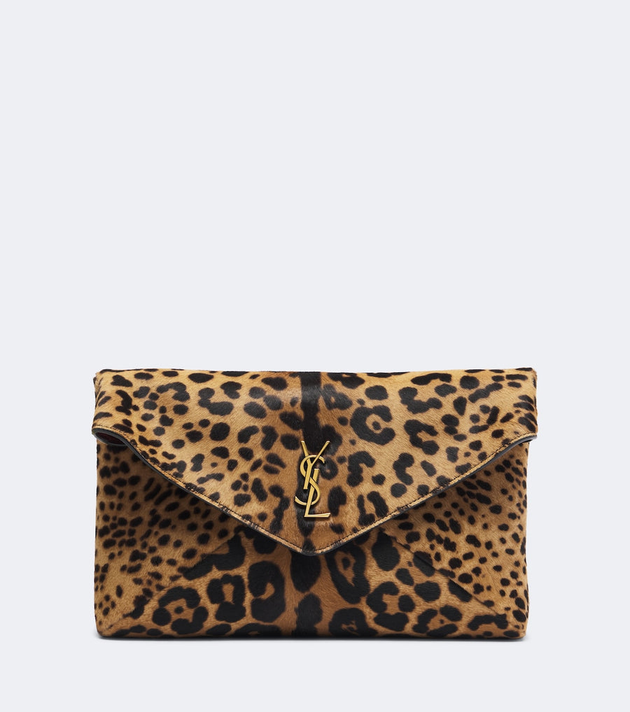 Saint Laurent Cassandre leopard-print calf hair pouch