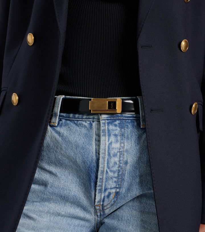 Saint Laurent Cassandre patent leather belt