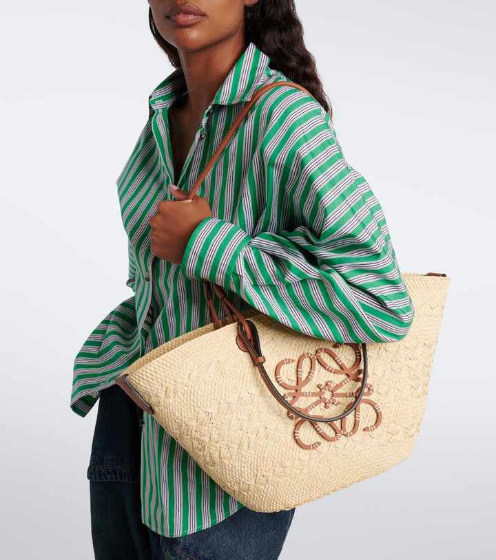Loewe Anagram Medium leather-trimmed basket bag
