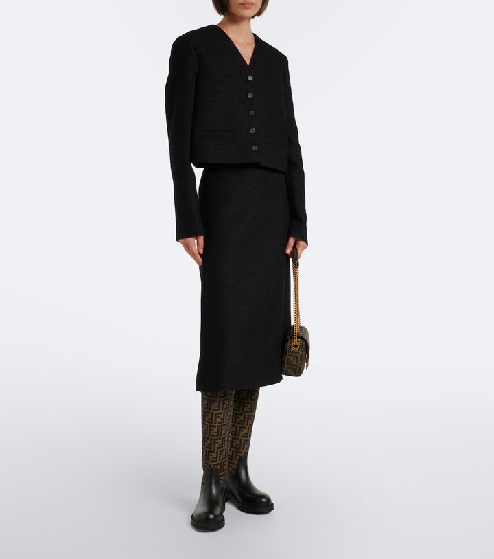 Fendi Fendi Filo canvas and leather knee-high boots