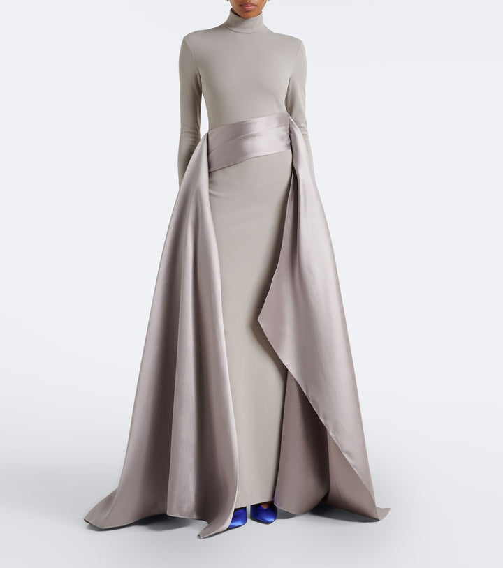 Solace London Olivia satin-trimmed crêpe gown