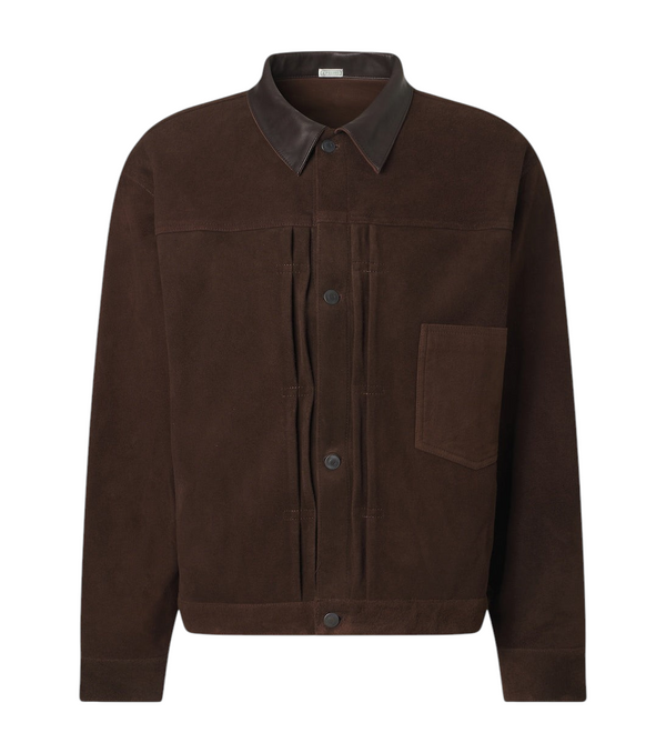 A.Presse 1st Type leather-trimmed suede jacket