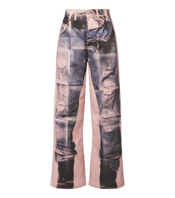 Acne Studios 1981 calças jeans de perna larga com efeito trompe l'oeil