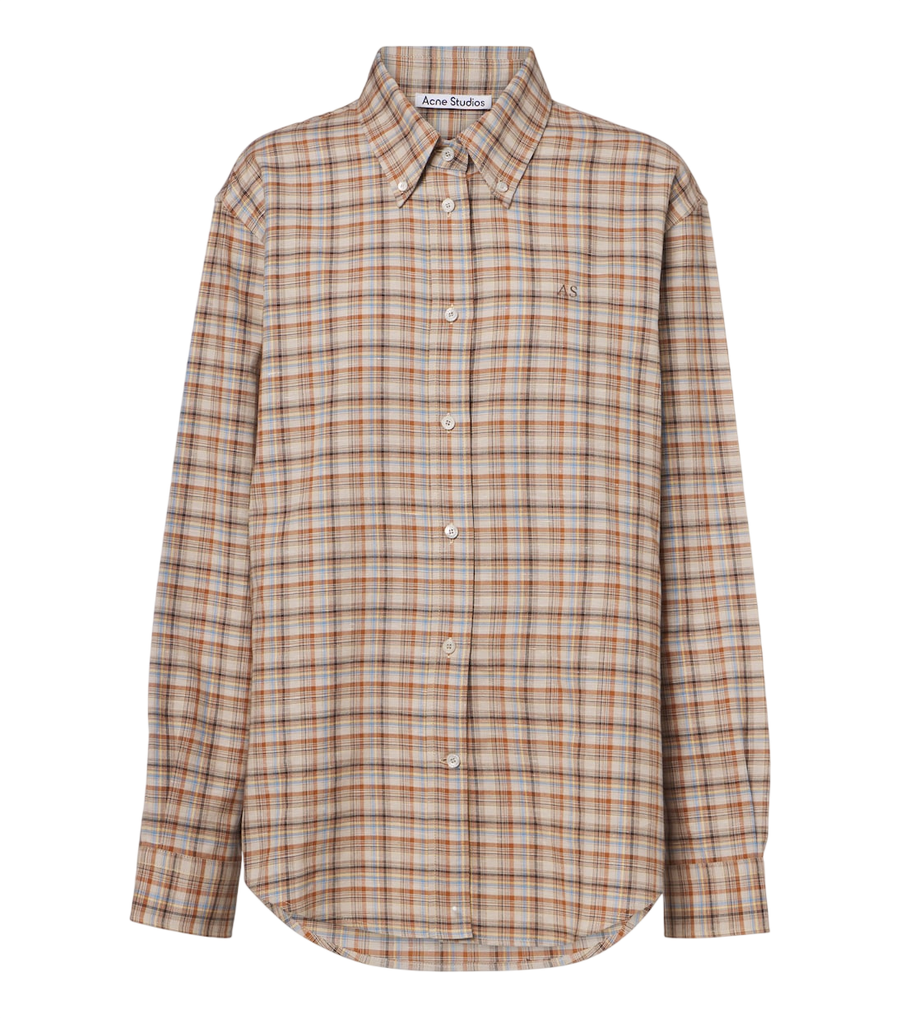 Chemise à carreaux en coton et lin Acne Studios