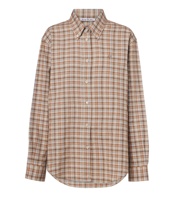 Acne Studios Camisa xadrez de algodão e linho