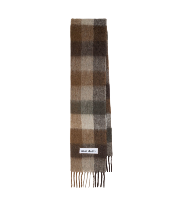 Acne Studios Cachecol xadrez com franjas em mistura de alpaca e lã