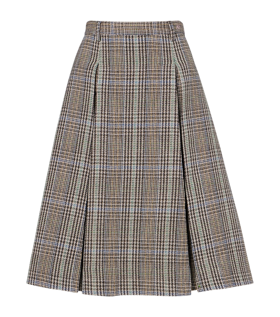 Acne Studios Checked pleated wool midi skirt
