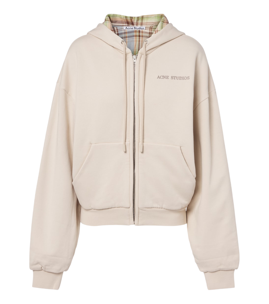 Sweat à capuche zippé en jersey de coton Acne Studios