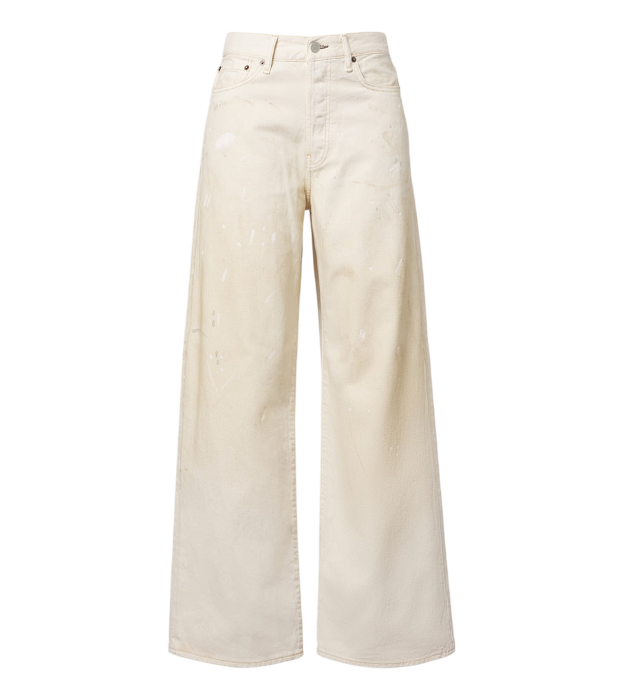 Acne Studios Jeans a gamba larga con finiture in pelle effetto invecchiato