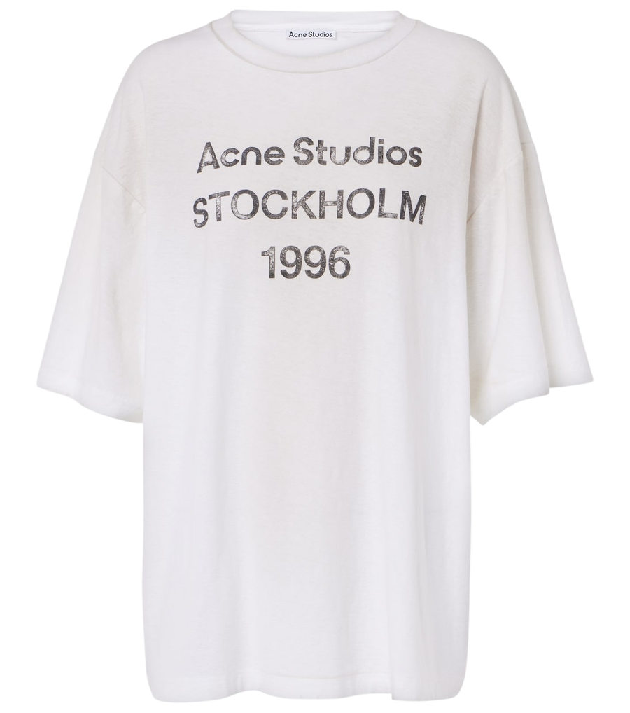 T-shirt en coton et chanvre à logo usé Acne Studios