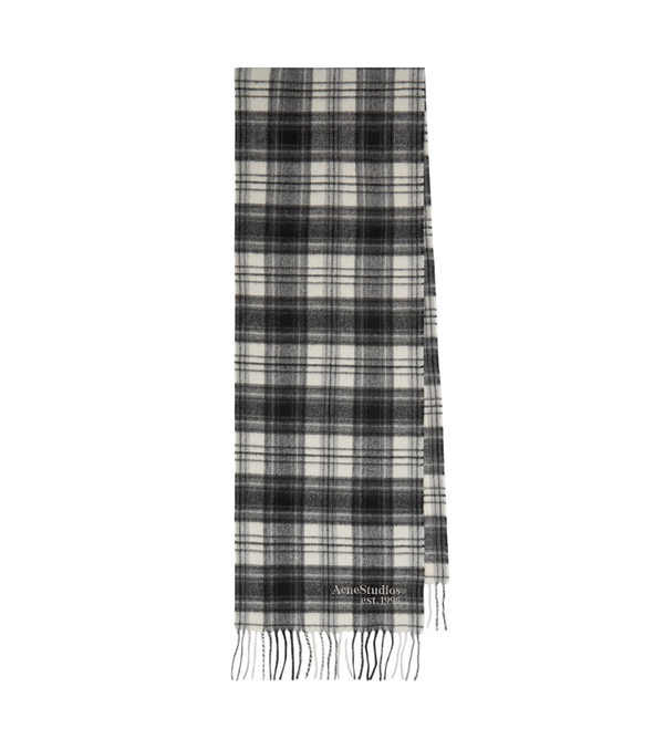 Acne Studios Cachecol xadrez com franjas em cashmere e lã