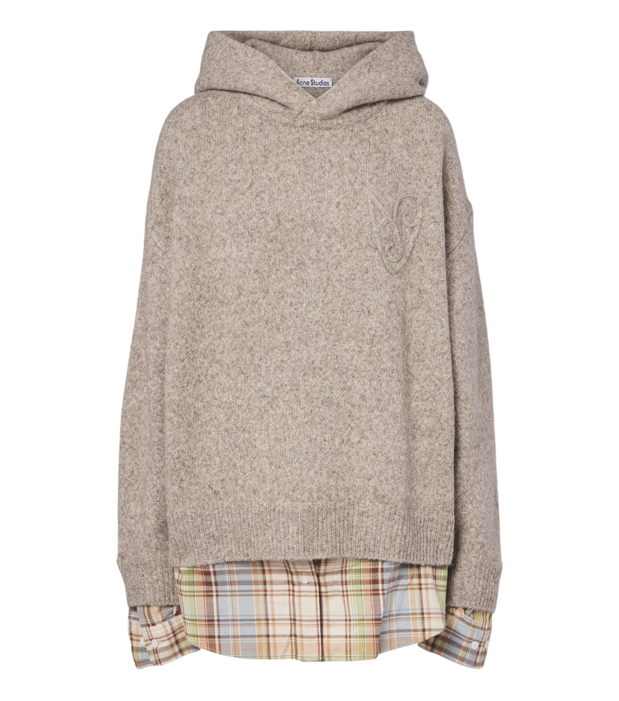 Acne Studios Layered alpaca, yak and wool-blend hoodie