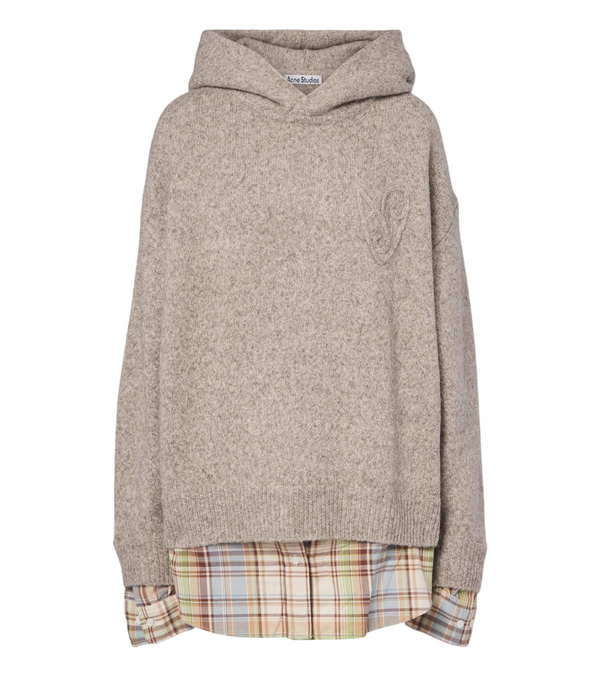 Acne Studios Layered alpaca, yak and wool-blend hoodie