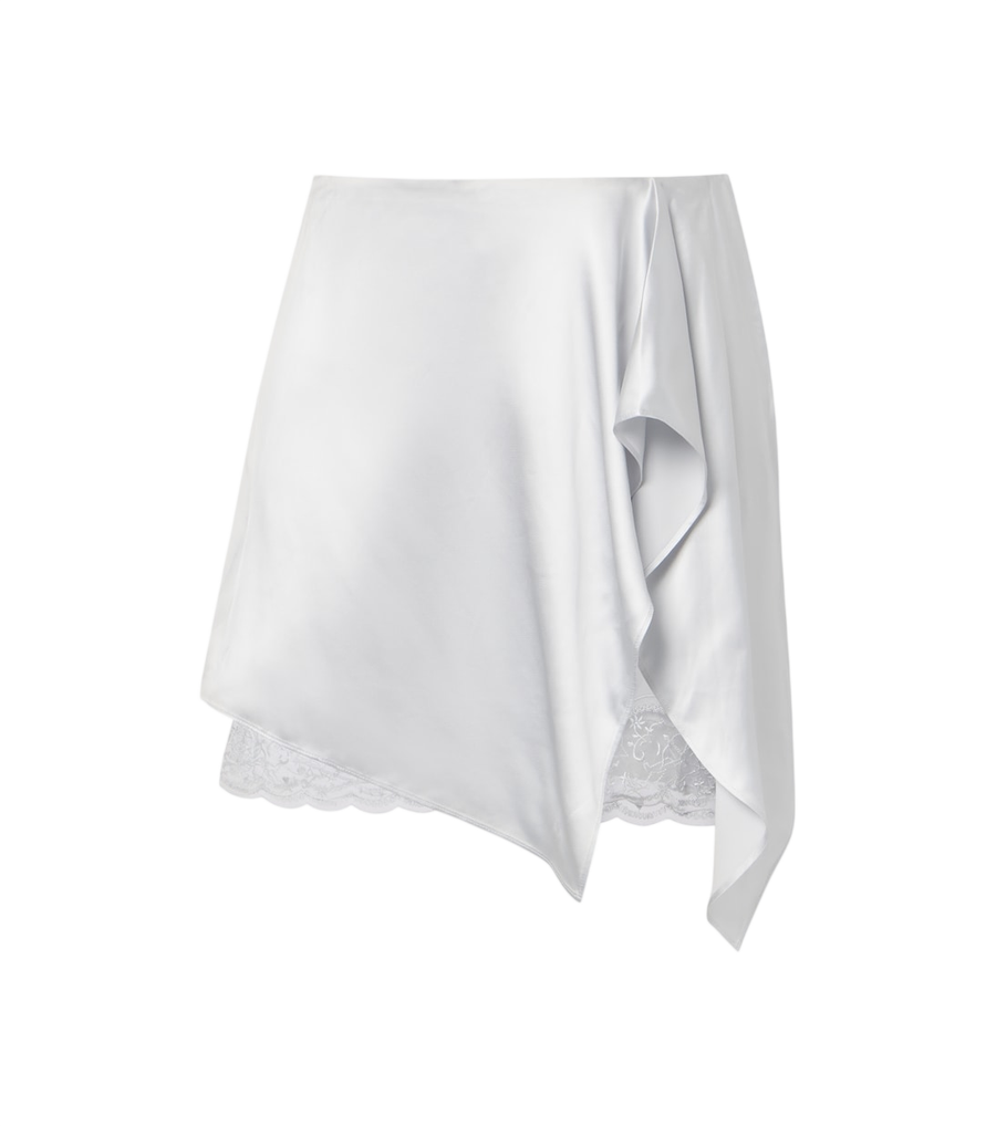Acne Studios Layered lace-trimmed satin miniskirt