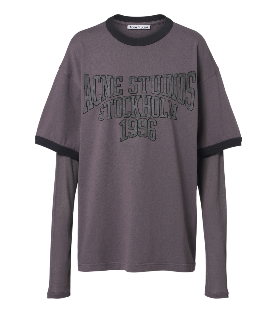Camiseta de punto de algodón con estampado superpuesto de Acne Studios