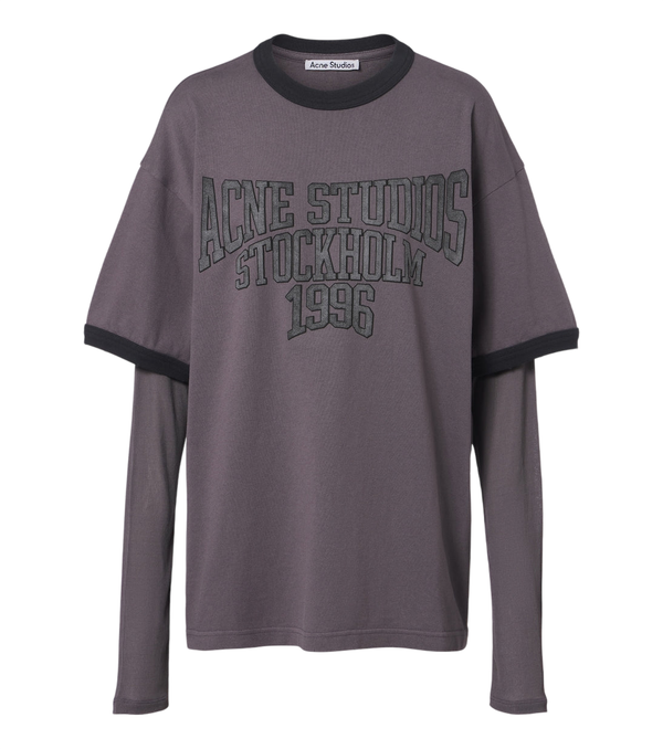 Acne Studios T-shirt de malha de algodão com estampa em camadas