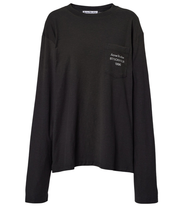 Top in jersey di cotone e canapa con logo Acne Studios